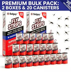 Sulguy 10 Pack Fly Trap Indoor for Home. Sticky Fly Catcher Ribbon Roll with Pins. Non Poison House Bug Catcher for Fruit Flies and Gnats. Hanging Fly Paper Strips Pest Control