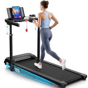【Spring Glow Up】ANCHEER Treadmill for Kids and Adults with Adjustable Height & Desk Workstation, 450LBS Capacity, Easy Assembly Treadmill with 15% Incline and LED Display, 3.5HP Slient Motor Treadmill with Desktop for Home Office Whole Family Workout