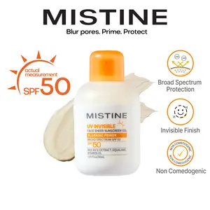 NEW【MISTINE OFFICAL】UV Invisible Face Sheer Sunscreen Gel SPF 50/2-in-1 primer,no white cast Transparent, smooth, glowing Facial
