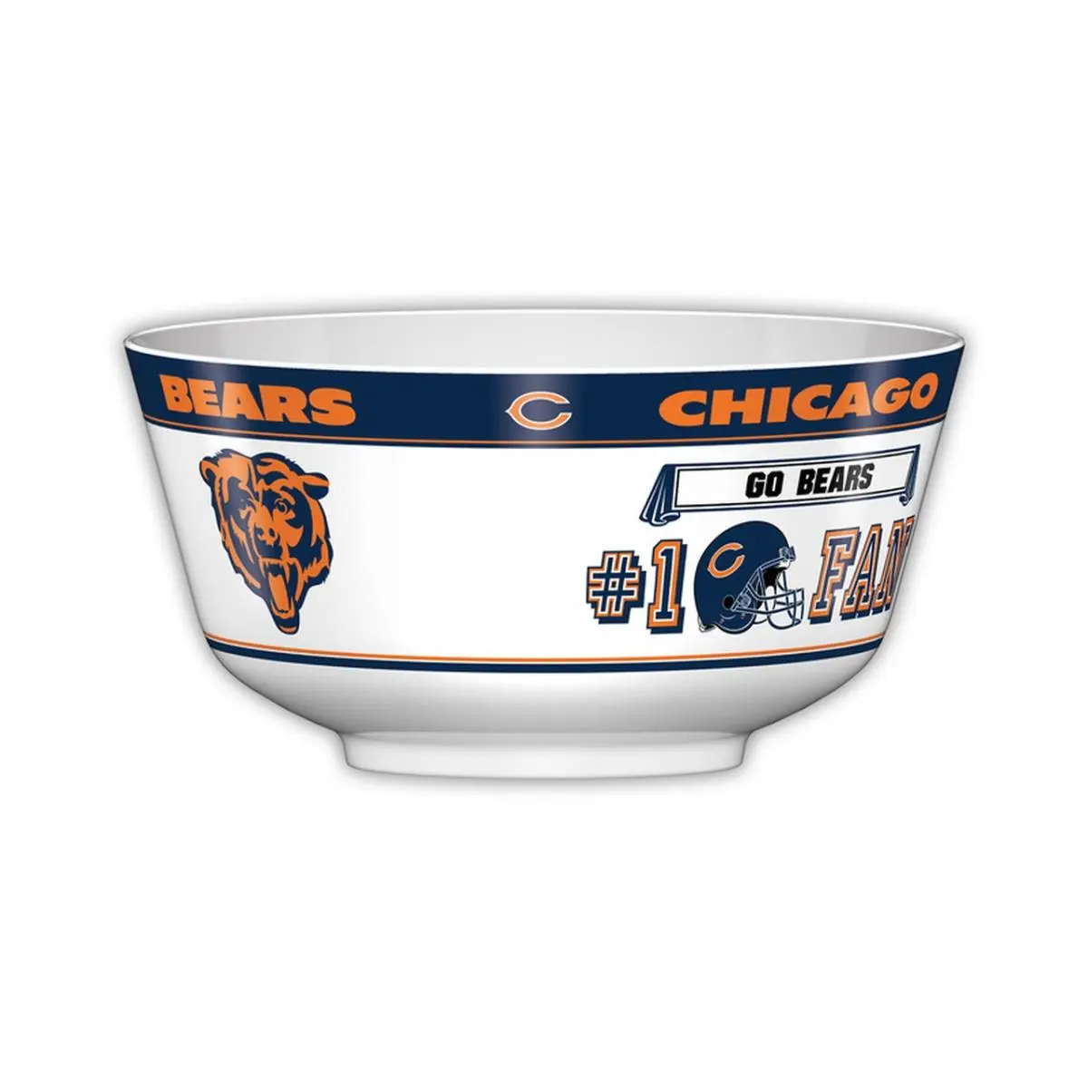 212 MAIN All Pro Party Bowl - 11.75x6 in Casual Melamine Plastic Kitchen Tableware Bowl, Bold Team Graphics, Chicago Bears Merch, Food-Approved Safe, All Ages Watch Party & Home Entertaining Use