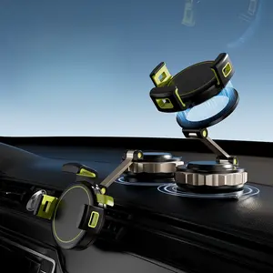 Universal Car Phone Mount, Strong Magnetic Suction Cup Holder, Adjustable 360 Degree Rotation, Anti-Shake Navigation Stand for Auto Mirror Home Use