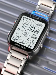 Skmei Square Electronic Digital Watch, Creative Astronaut Design, Full Metal Feel, 50m Waterproof, Suitable for Students, Outdoor Sports, Unisex