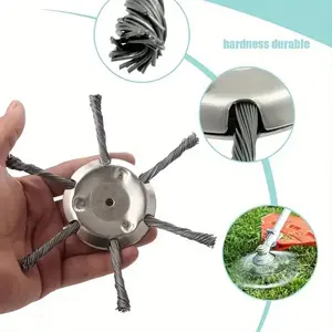 Stainless Steel Wire Brush Head, Durable Replacement Trimmer Head for Lawn Mowers, Universal Fit, High-Quality Material, Efficient Grass Cutting for Garden, Effective, Lawn Maintenance, Trimming