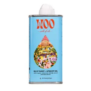 WOO World of Oils Blue Tansy + Apricot Oil – 100% Organic Cold-Pressed Body Oil for Skin, Hair & Nails | Calming, Hydrating, Non-Greasy | 3.4 oz TSA-Friendly Tin