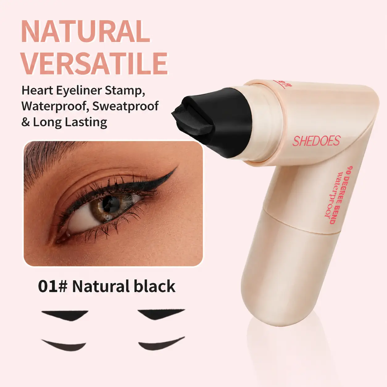 Dual-Ended Eyeliner Stamp Pen – Dual-Head Design with Left & Right Wing Stamp, Waterproof, Sweatproof, Quick-Dry, Long-Lasting, Smudge-Proof Liquid Eyeliner for Easy Cat Eye, Sharp Winged Lines, Beginner-Friendly Everyday Eye Makeup Tool for Women