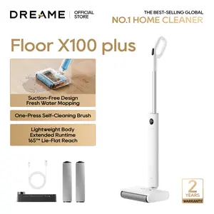 DREAME FloorX 100 Plus Cordless Floor Washer with 2 Bonus Roller Brushes, 45min Runtime, Lightweight 5.1 lbs, Dual-Tank Design, Self-Cleaning Brush