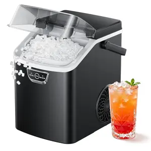 Nugget Ice Maker with Ergonomic Handle – Fast 4-Min Ice Ready, 40 Lbs Daily Production, Chewable Sonic Ice, Automatic Self-Cleaning Design, Portable Ice Machine Comes with Ice Basket & Scoop, Ideal for Home Bar, Party Gathering, RV & Camping Use
