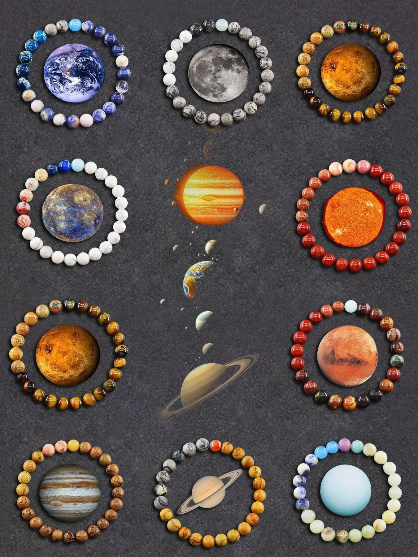 Solar Galaxy Design Natural Crystal Stone Bracelet, Fashionable and Versatile Design Suitable for Wearing at Any Time, Gift for Friends