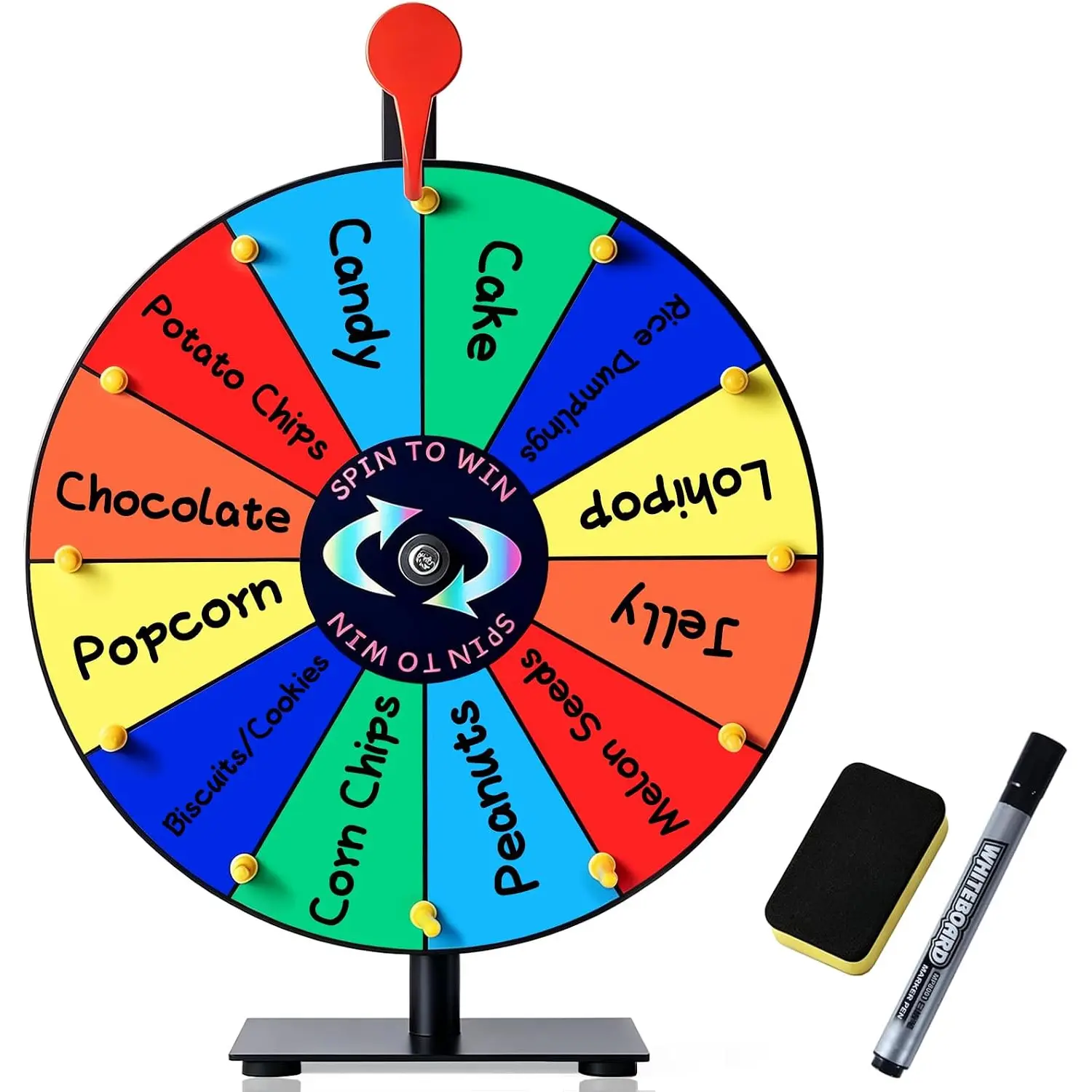 12-Slot 12in Prize Wheel with Stand & Heavy Base, Game Theme Ruleta De Premios, Fortune Spinner for Carnival, Home Parties & Tradeshows (Home & Festive Party Supplies)