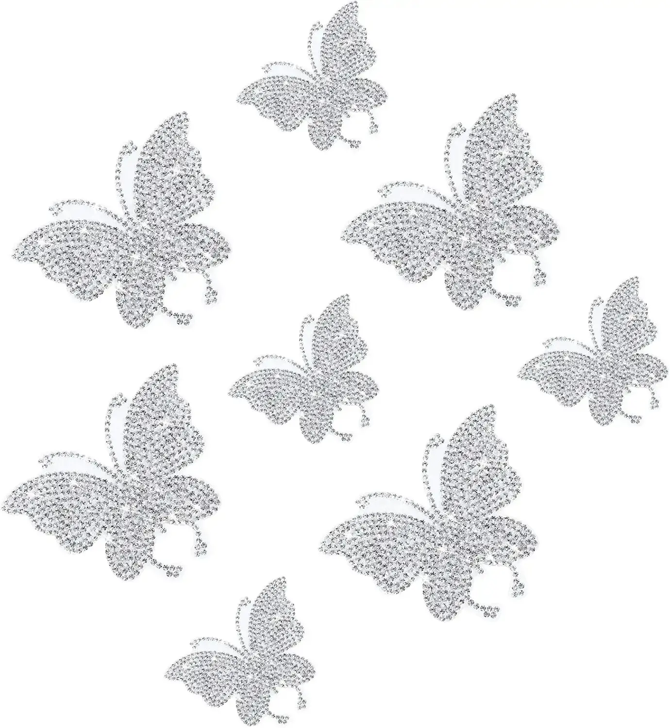 Women's 8-Piece Bedazzled Crystal Rhinestone Shiny Insect Butterfly Stickers - Butterfly Theme Multicolor Silver Car Exterior-Interior Accessories