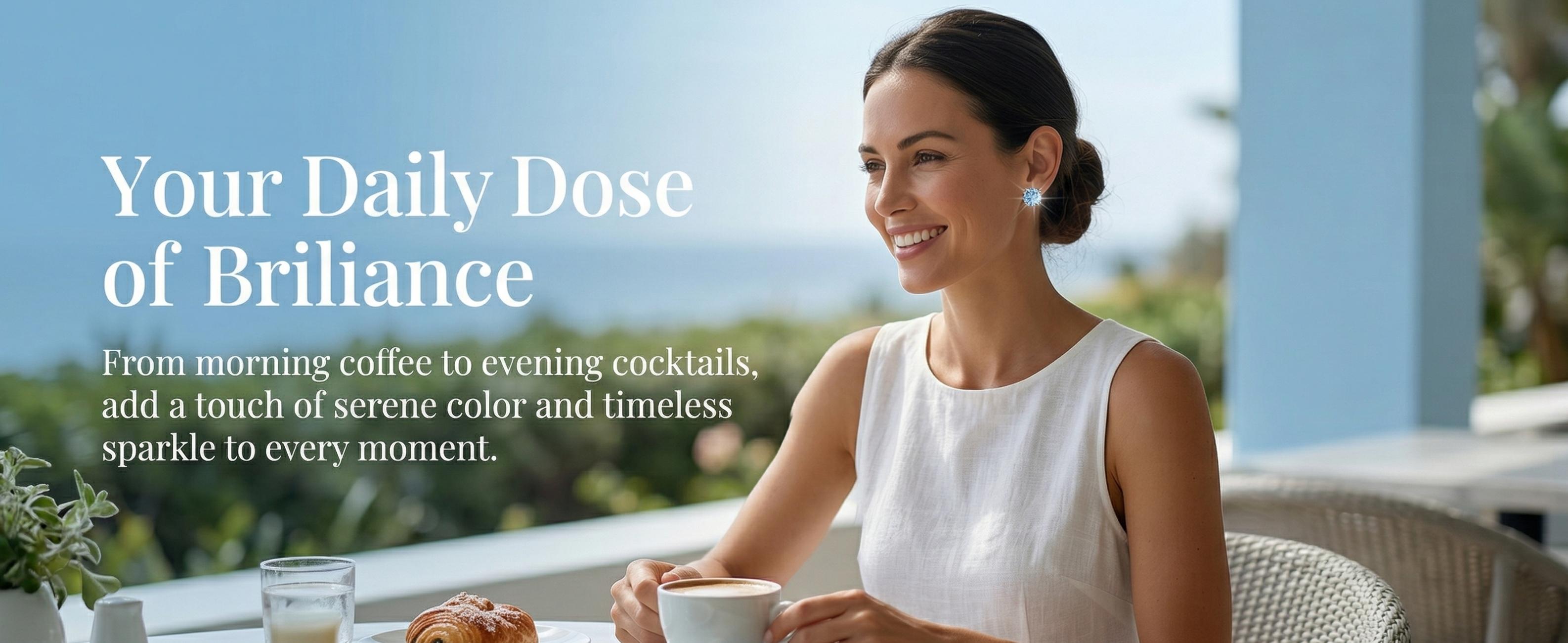 S999 Pure Silver Stud Earrings — 6mm Round Aquamarine Zircon — Stylish & Premium — Simple Design, Suitable for Both Men and Women