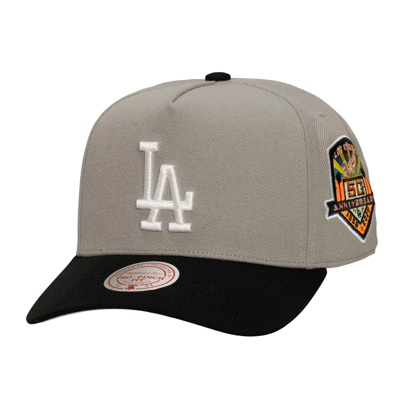 Los Angeles Dodgers Gray/Black In the City Pro Pinch Snapback Hat MLB Throwback Cap Adjustable Fan Gear Mitchell & Ness