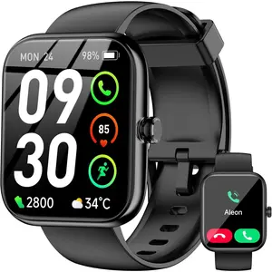 Smart Watch with Alexa-in, 1.83" HD Touchscreen Fitness Tracker, Bluetooth Notifications/Calls, IP68 Waterproof, 120+ Sport Modes, 24/7 Heart Rate & Sleep Monitor for iPhone Android iOS (Black) Wearable Smartphone Wristwatch