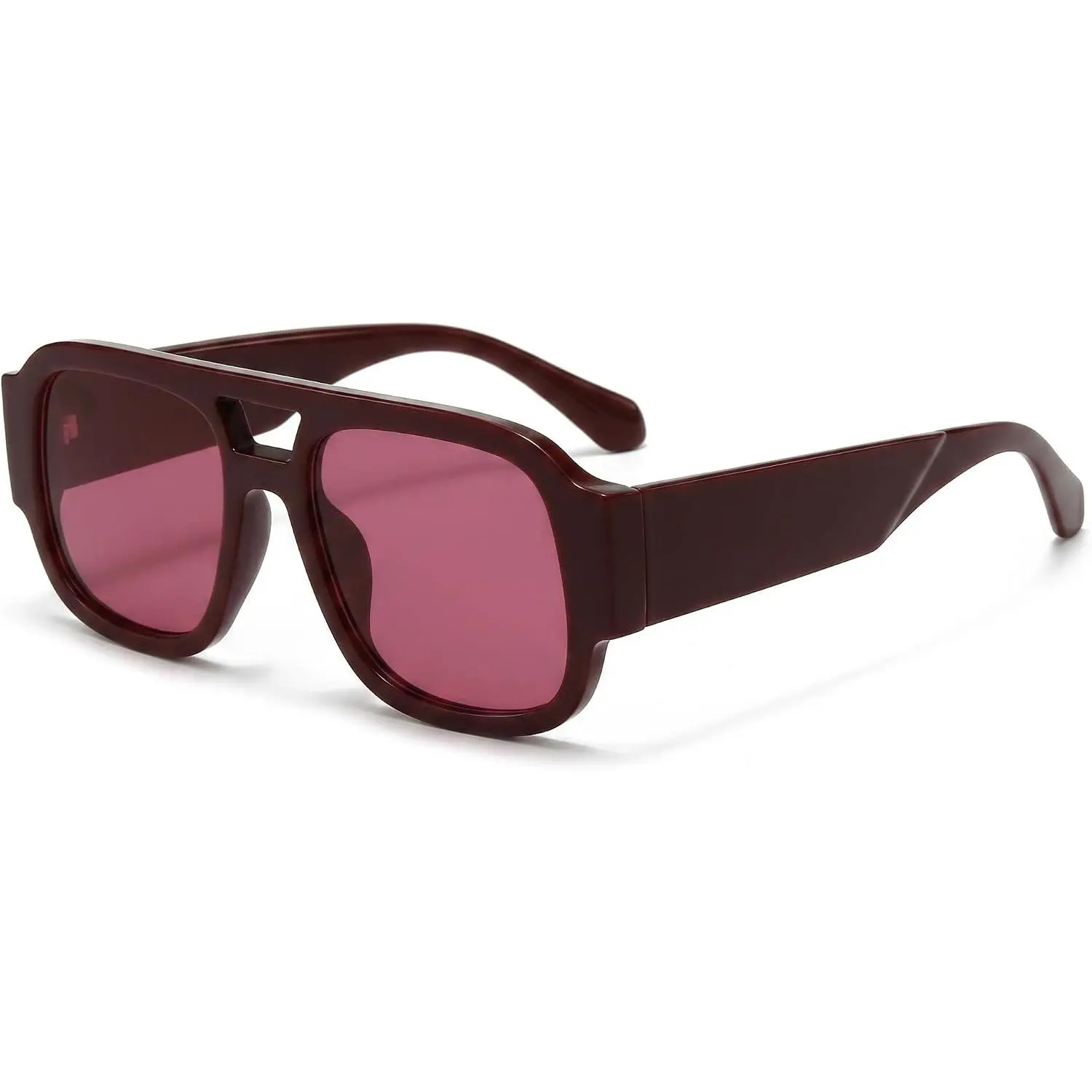 OptiCraft Square Aviator Sunglasses for Women Men 70s Vintage Flat Top Rectangle Y2K Trendy Sun Glasses UV400 Protection