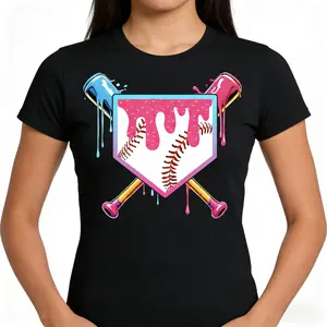 Baseball Drip Ice Cream T-Shirt, Unisex Baseball Graphic Tee, Aesthetic Drip Novelty Short Sleeve Apparel for Men and Women, Casual Athletic Streetwear Fashion Top, Sports Culture Gift Shirt