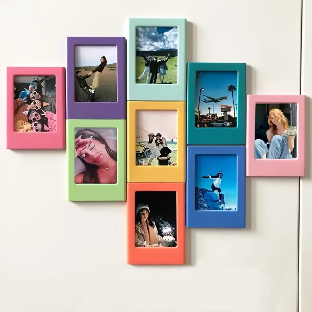 10 magnetic photo frames with 3-inch refrigerator, random color fujifilm photo album clips-perfect Aesthetic Room Decoration display for bedroom, study, living room and office, Home Decor Accessory, Photo Decorations, Picture Frame Set