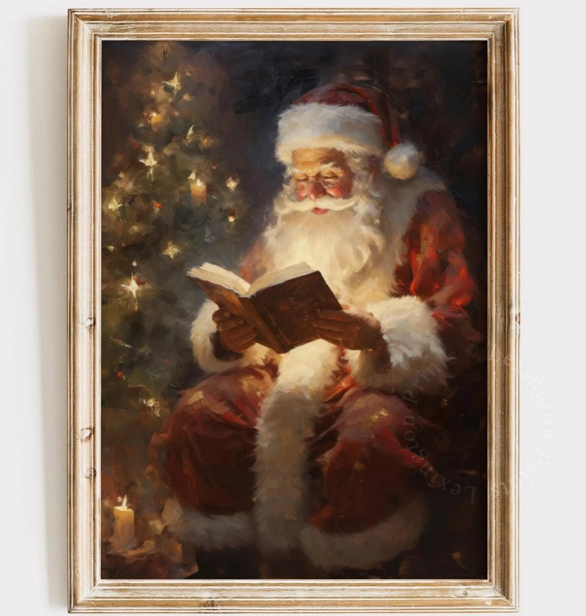Vintage Santa Christmas Poster, Xmas Decor Wall Art, Winter Holiday Art Print, Santa Claus Wall Art Print, Cottagecore Academia Christmas Decor, Aesthetics Gift For Family