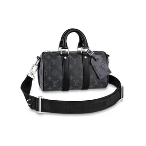 Pre-owned Louis Vuitton Keepall 25 Black Taiga Black Hardware Shoulder Bag