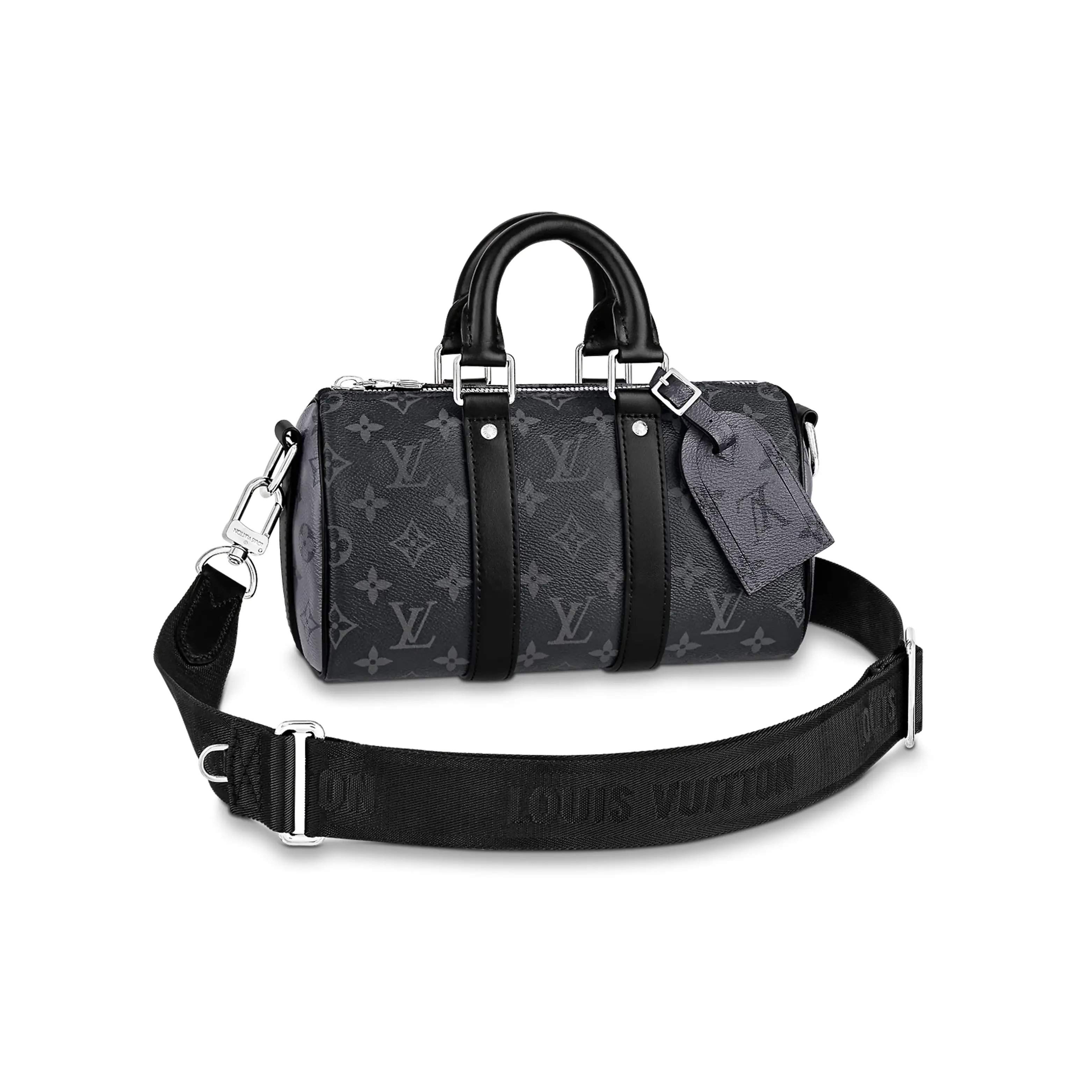 Pre-owned Louis Vuitton Keepall 25&35 Black Taiga Black Hardware Shoulder Bag