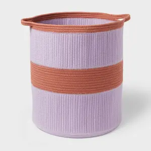 XL Coiled Rope Floor Kids' Storage Basket Purple and Brown - Pillowfort