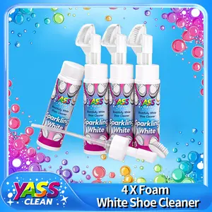 Bootifully Foam White Shoe Cleaner Sparkling White 200ml 7 OZ 4PACK - Use a Gentle Brush to Remove Stains - Trainer Cleaner
