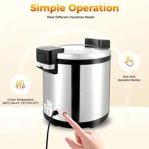 2026 Viral 19L Commercial Rice Warmer - 2-Temp Control 3D Insulation - Aluminum Alloy Liner Flip Lid with Lock for Food Safety for Restaurant/Canteen