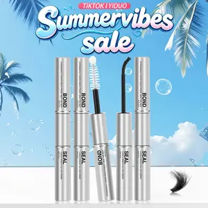 Lash Cluster Glue, Lash Bond and Seal Waterproof, Bond & Seal Eyelash Glue for Clusters, Eyelash Adhesive Black Long-Lasting , Latex-Free（5ml+5ml）Includes 3 pieces
