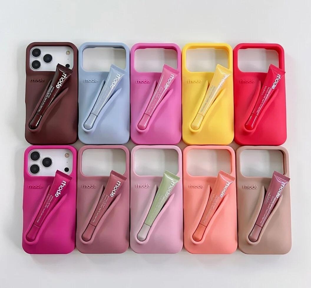 Lipstick and Lip Gloss Phone Case for iPhone 11 12 13 14 15 16 17 Pro Max Plus