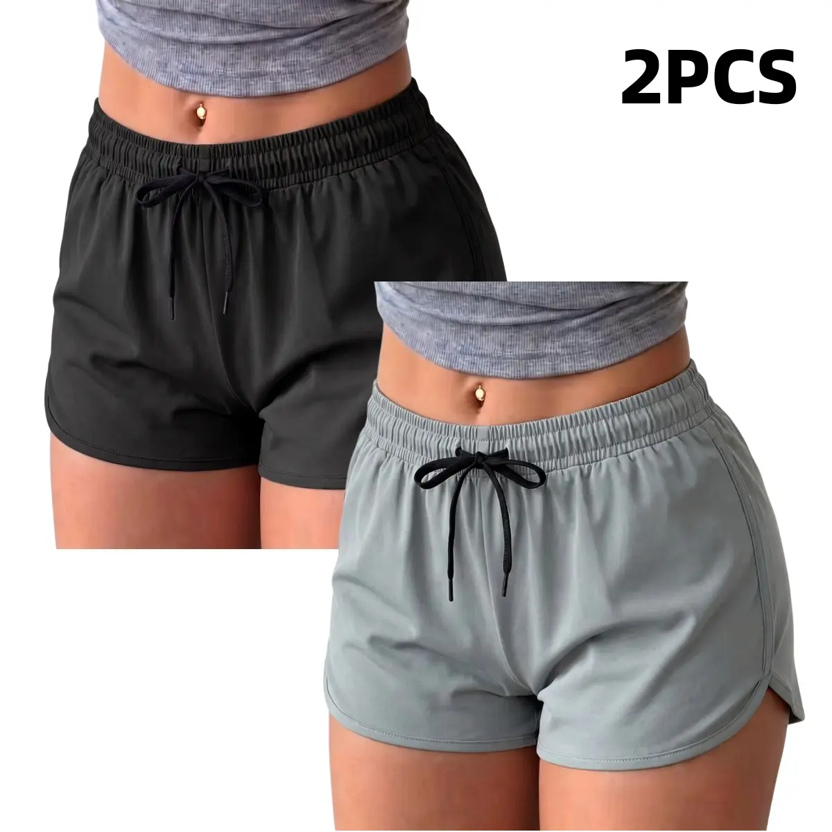 2-pack women’s summer sexy shorts—lightweight, stretchy waistband, loose and breathable casual shorts suitable for running and yoga; comfortable hot pants.