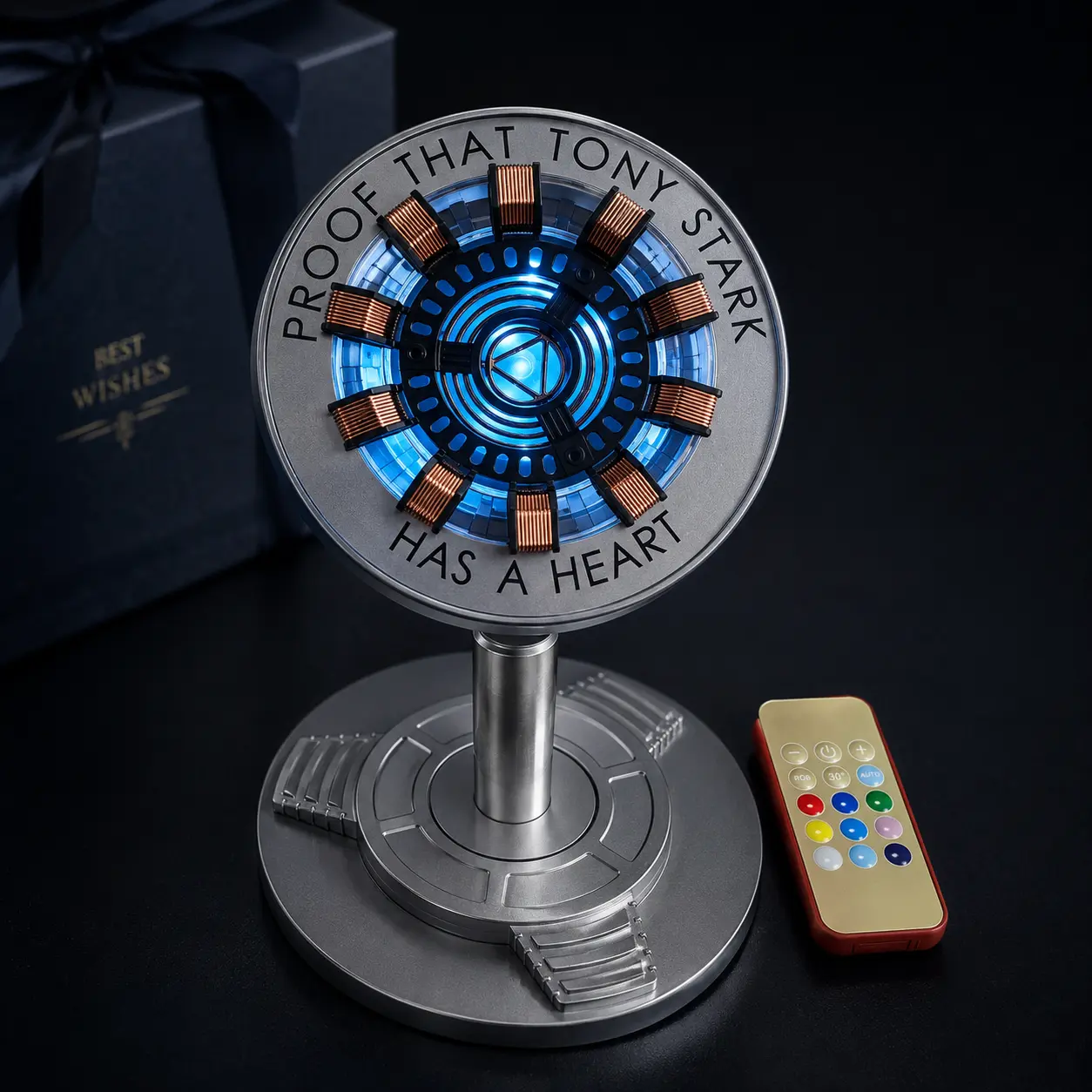 Moonacy Arc Reactor Night Light, Rechargeable Superhero Novelty Lamp, Multi-Color Touch-Remote Controlled Rotatable Desk/Shelf Decor Gift for Home Improvement