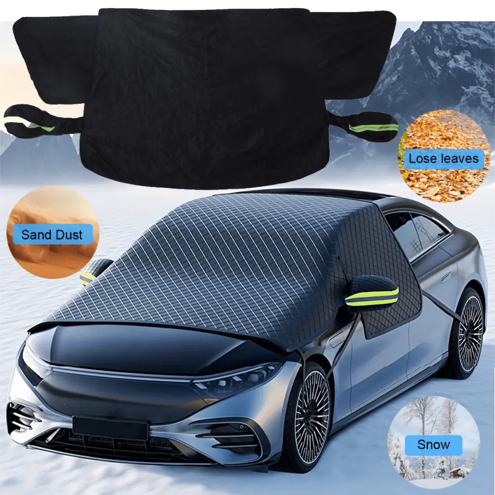 Magnetic Windshield Cover with Side-Mirror Protectors, Large Waterproof Winter Snow & Ice Shield for Cars, SUVs, Magnetic Sunshades