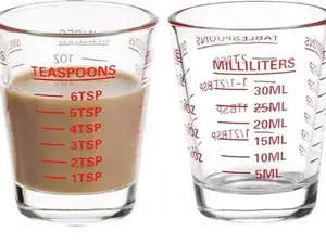 Measuring Cup Shot Glasses 2PACK Espresso Shot Glasses Liquid Heavy Glass 26-Incremental Measurement 1 OZ, 2 TBS, 6 TSP, 30 ML Kitchen Tools (Red) Utensils