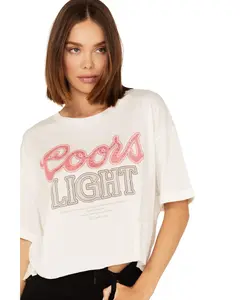 The Laundry Room Women's Coors Light Rhinestone Neon Graphic Tee - Tocot-Btj-3345-Wht