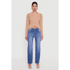 Open Stitch Cropped Pullover Sweater