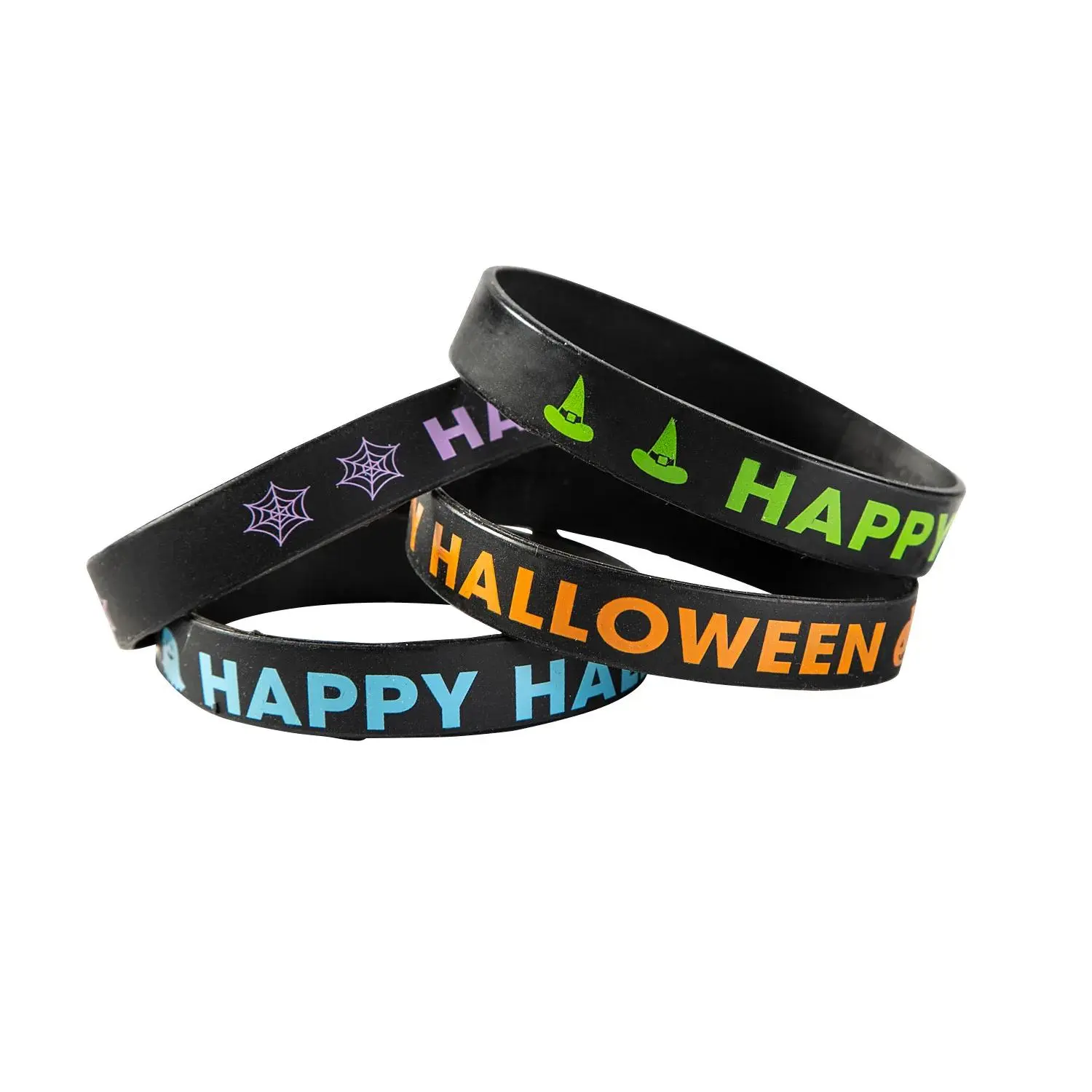 Black Silicone Bracelets - 24 Pc. Halloween Night Party Favors, Kids Party Favors, Handout Silicone Band Costume Jewelry Accessory