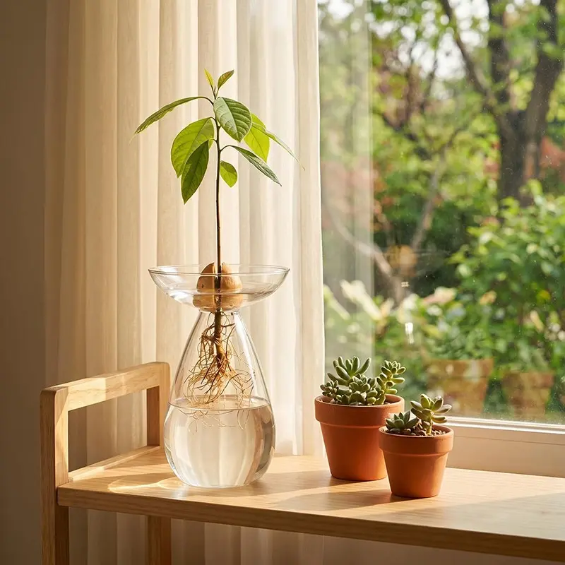Avocado Vase, Home Decorative Vase, Transparent Glass Hydroponic Plant Container, Ideal for Greenhouse Enthusiasts, Home Decor, Window Sill Plants, Desktop Decoration, Clear Glass Vase
