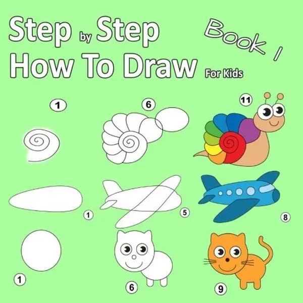 USED Book - Step By Step How To Draw For Kids Book 1: Learning how to draw for kids age 3 - 10 and beginners, easy drawing, with space for practice by Erich van Dam (Paperback) - english