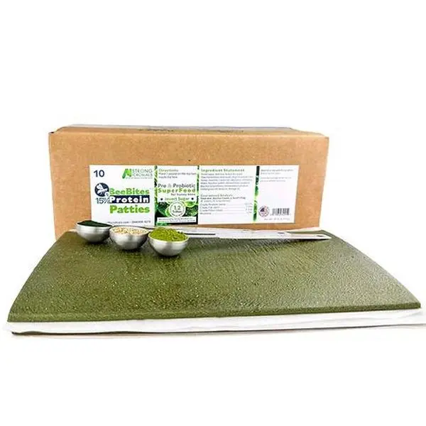 BeeBites 15% Protein Patties for bees. Pollen replacement feed tor honey bees from Strong Microbials.