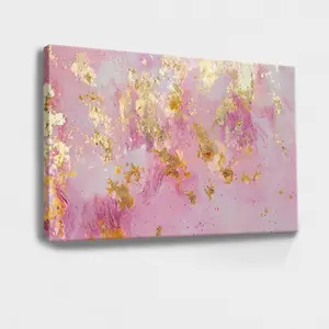 Pink Wall Art, Pink Marble Canvas, Pink and Gold Marble, Gold Canvas, Gold Frame Canvas, Luxury Wall Decor, Abstract Wall Art, Modern Canvas, Wrapped Framed Canvas Wall Art, Vintage Prints Poster - Framed, Horizontal Room Gifts Wood Artwork