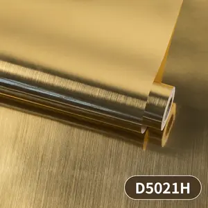 1 Roll Self-Adhesive Metallic Finish Decorative Vinyl Wrap | Gold & Silver Stainless Steel Effect Film, Waterproof Removable Adhesive | 40cm*300cm (15.75in*118.11in) | for Elevator Doors, Refrigerators, Walls & Furniture Renovation