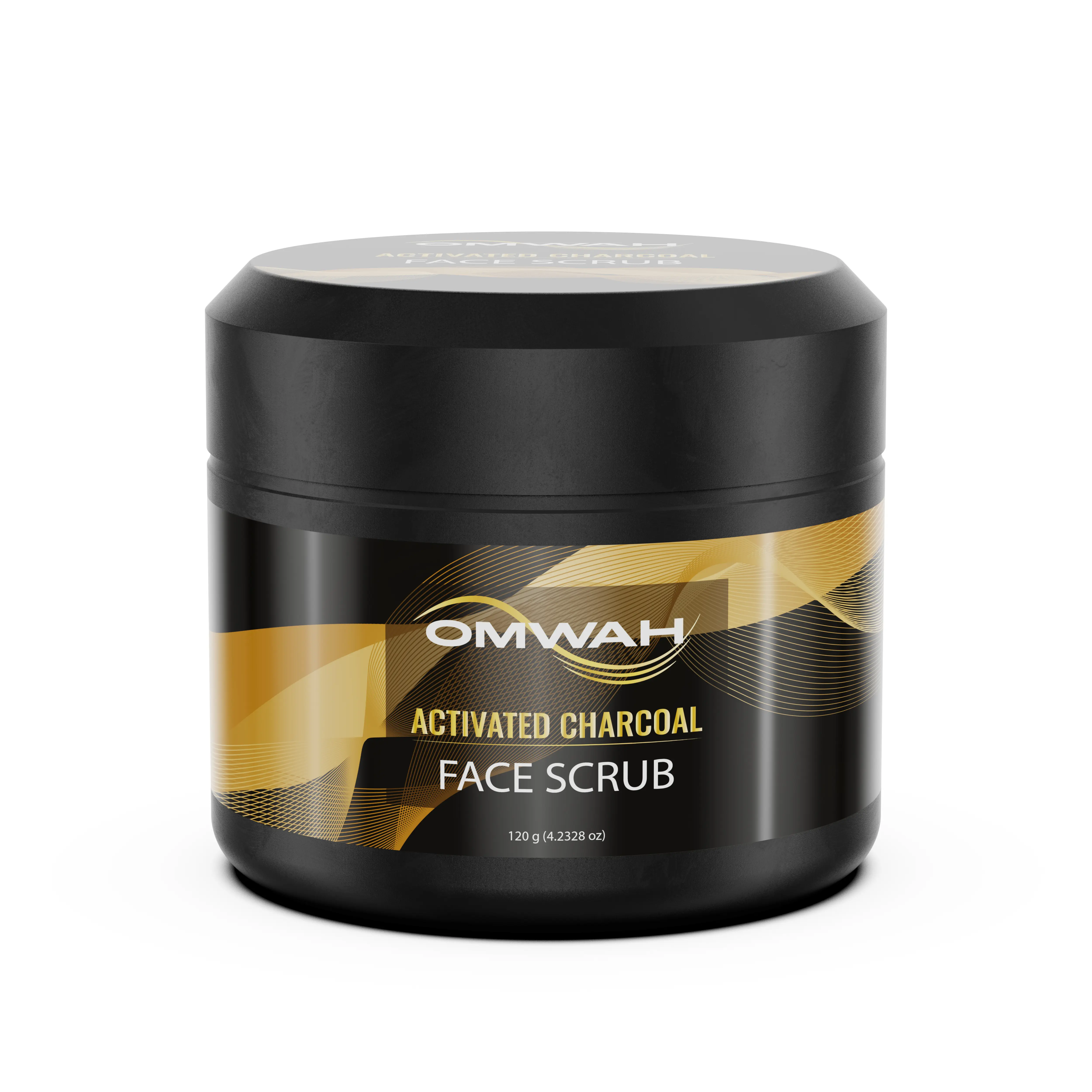 OMWAH Activated Charcoal Face Scrub - Microdermabrasion Mens Facial Scrub, Face Scrub Exfoliating (4.23oz)