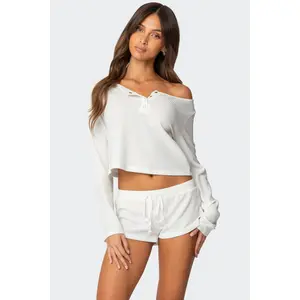 Teddy Cropped Waffle Top Teddy Cropped Waffle Top