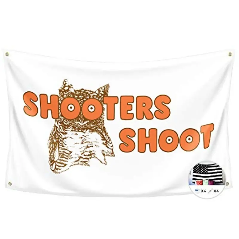 2D Flat Banner 1pc, Decorative Banner, Shooters Shooting Flag Banner, Fun Owl Poster Flag, Durable Men's Cave Wall Flag, No Power Needed
