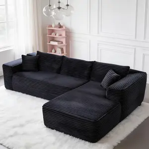 【2 Packages Shipping】47.24'' Flannel Upholstered Boneless Sofa Bed Chaise Lounge Chair | Deep Seat Sleeper Sofa Reading Chair, Comfy Cloud Couch for Living Room, Bedroom, Movie Room, No Assembly Required (Black, Gray)