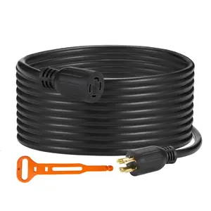 Garvee 30 Amp Generator Extension Cord, 15ft 4 Prong Generator Power Extension Cord, Heavy Duty 10/4 AWG Gauge STW Cord with Locking Connector, L14-30P to L14-30R, ETL Listed