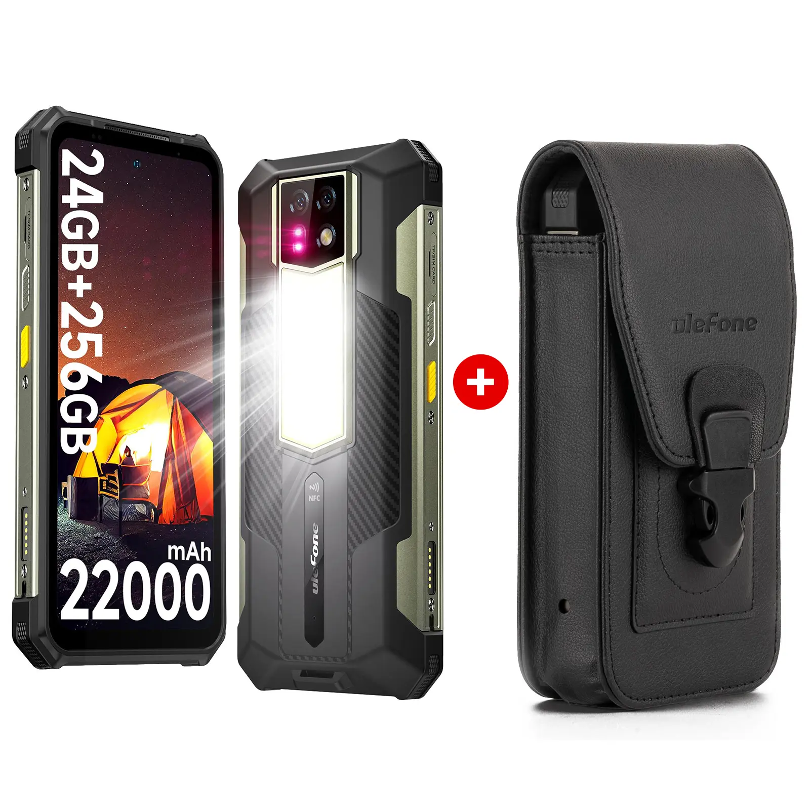 Ulefone Armor 24- Rugged WaterProof Phones,22000mAh Battery (66W), 64MP Main Camera +64MP Night Vision +16 MP Front Camera ,MTK Helio G96 24GB+256GB Android 15, IP68/69K, 6.78" FHD+ Corning Gorilla Screen,1000LM LED Light,Dual 4G, IR Blaster,GPS,Nfc Phone