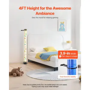 VEVOR Sensory Bubble Tube Lamp, 4 ft Bubble Fish Tube, Sensory Aquarium Lamp with 10 Floating Fish 16 Color Effects, Remote Control, Stress Relief Calming Light for Bedroom Living Room Home Decor