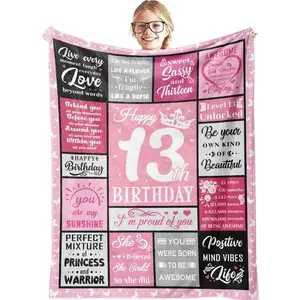 13th Birthday Gifts and Decorations Blanket for 13 Year Old Girls 60"X50"