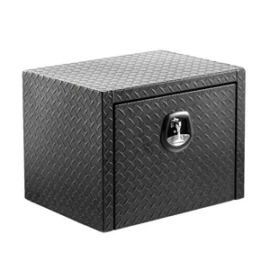 24 inch Ultra Heavy Duty 2.5mm Metal Thickness Aluminum Underbody Truck Tool Box | Super Reinforced Design | Waterproof Underbed Storage Chest with Lock & Keys | Matte Black Finish with Extra Thick Diamond Tread Plate | Ideal for Pickup Trucks, ATVs, RVs