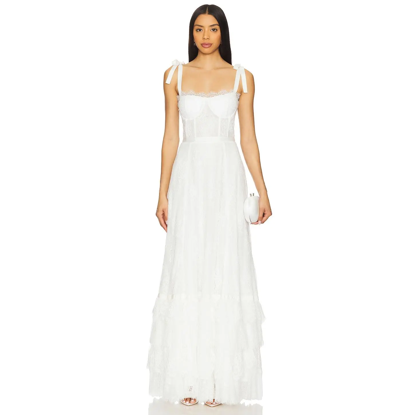 V. Chapman Harmony Gown in White Chantilly Lace
